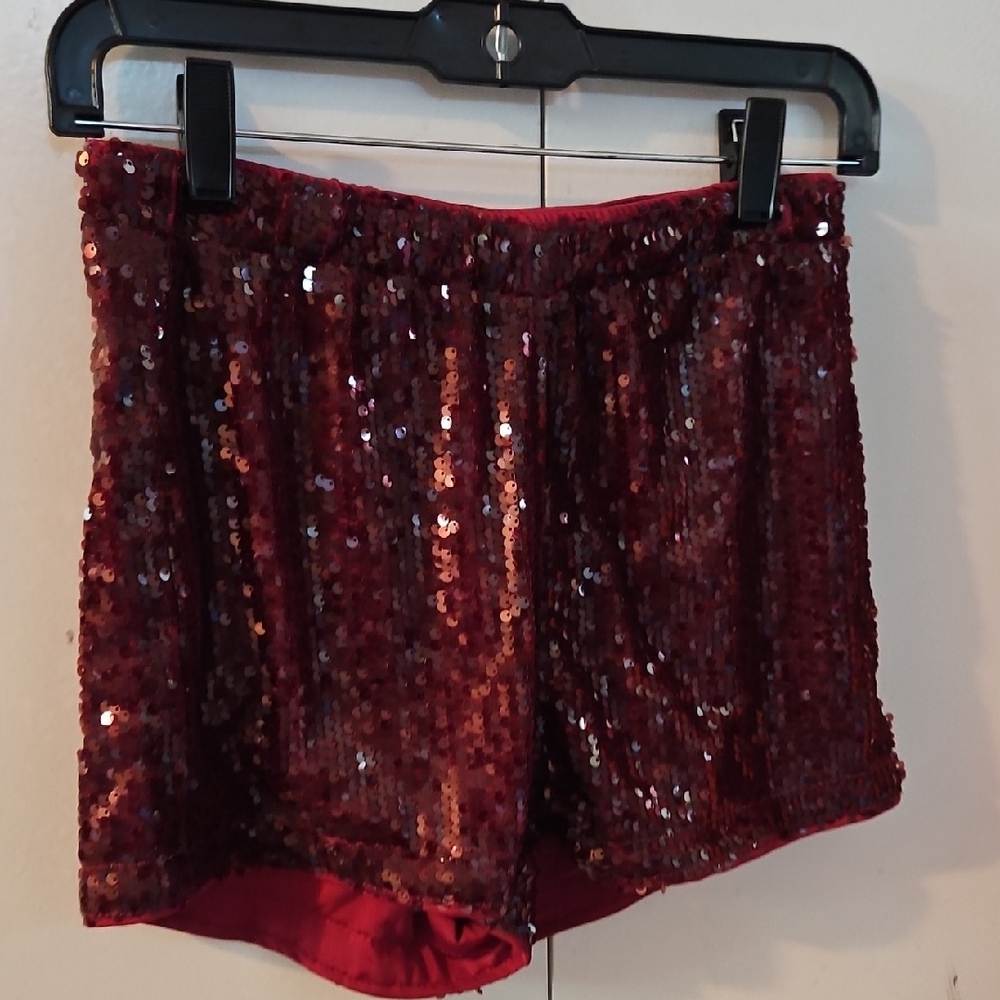 SHEIN Red Sequin Womens Shorts